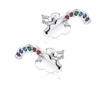 Clouds Rainbow Silver Stud Earring STS-5709 